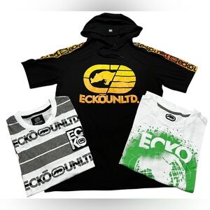 Ecko Unlimited men's‎ 3 t-shirt bundle short sleeve hoodie black white medium